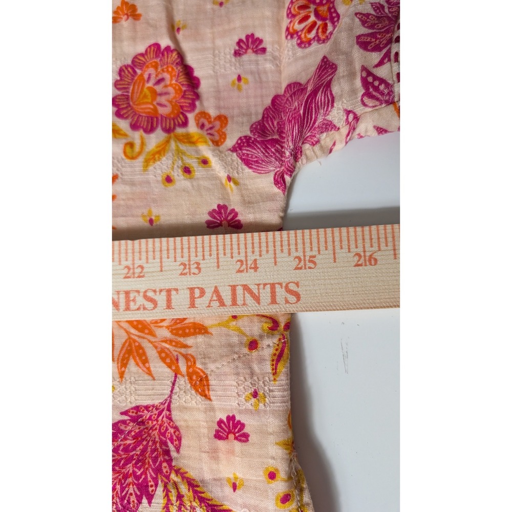 Haute Hippie Womens Large Floral Print Tunic Top Blouse Shirt Pink Hawaiian - Picture 6 of 8